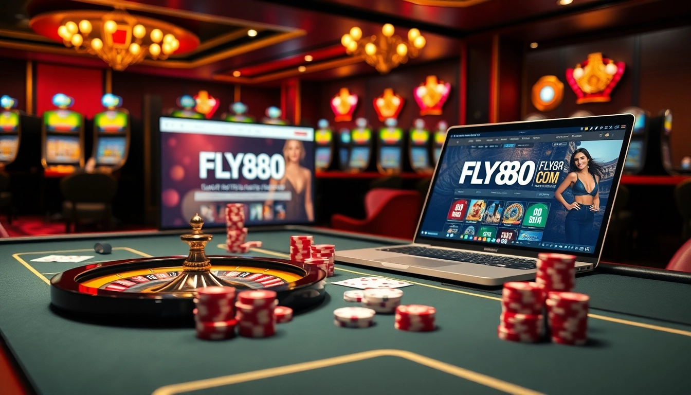 Experience the excitement of online gambling with FLY88COM at a luxurious casino.