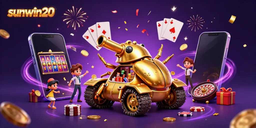 Experience thrilling gameplay at sunwin20 with a unique 3D casino beetle tank revealing a vibrant mini-casino.