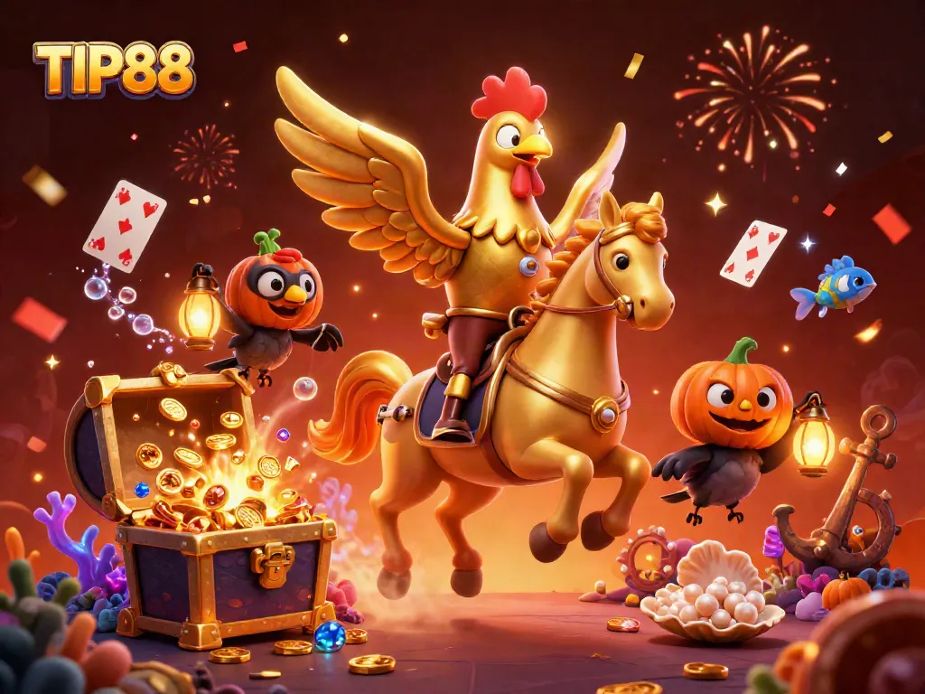 Experience immersive gameplay at TIP88 with dynamic golden rooster and interactive casino elements.