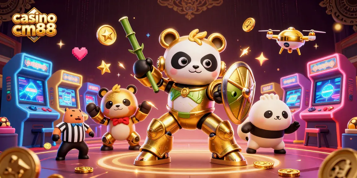 Experience the excitement of casino cm88 with a vibrant 3D illustration featuring unique characters and gaming elements.