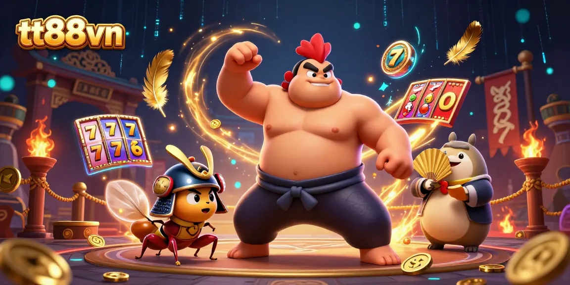 Experience excitement with tt88vn in a vibrant 3D casino scene featuring dynamic characters and rich imagery.