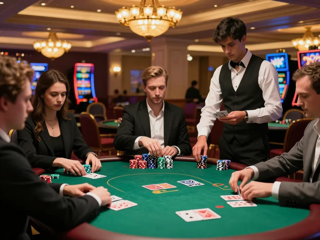 Players engaging in a high-stakes poker game at Fabet, showcasing excitement and strategy.