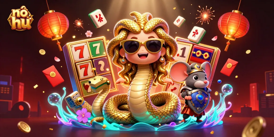 Experience thrilling nổ hũ action with colorful characters in a vibrant casino illustration showcasing excitement and luck.