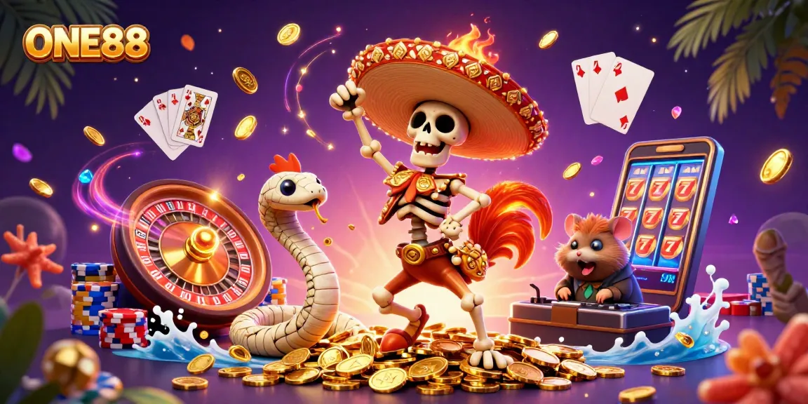 Experience daily excitement with ONE88's vibrant casino characters on a dance of winning!