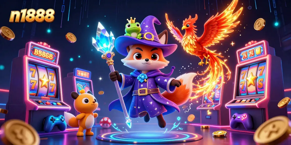 Experience thrilling victories and excitement with n1888's vibrant slot games amid magical characters.