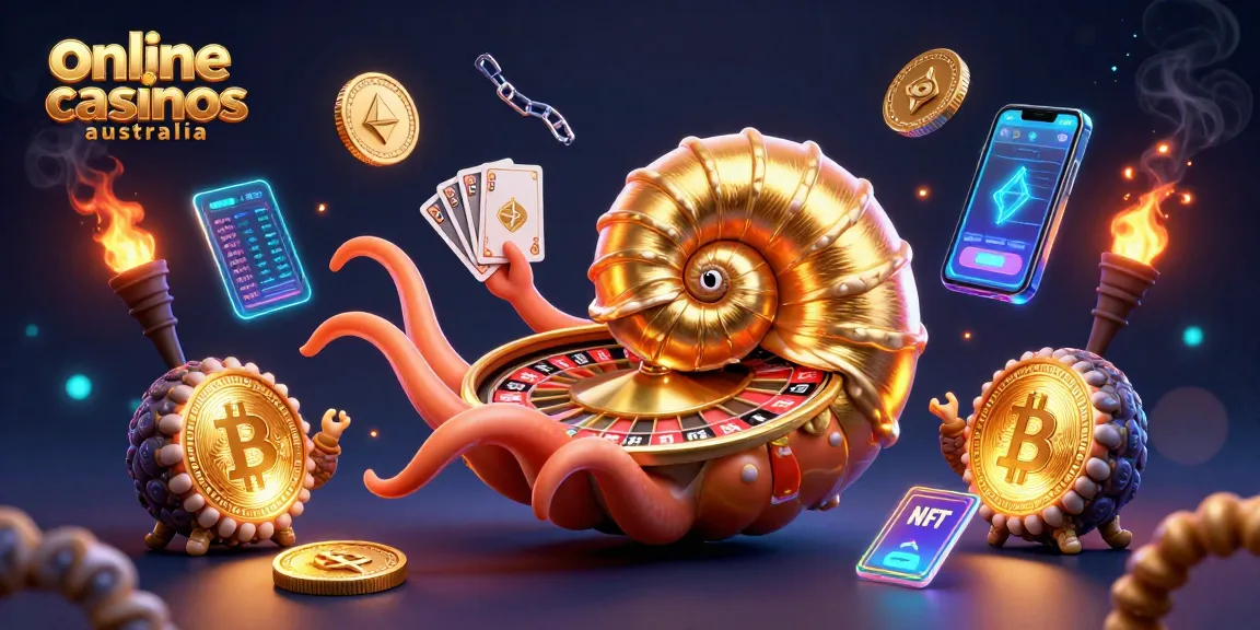 Engage with thrilling online casinos Australia illustrated in a vibrant digital scene filled with gaming elements.