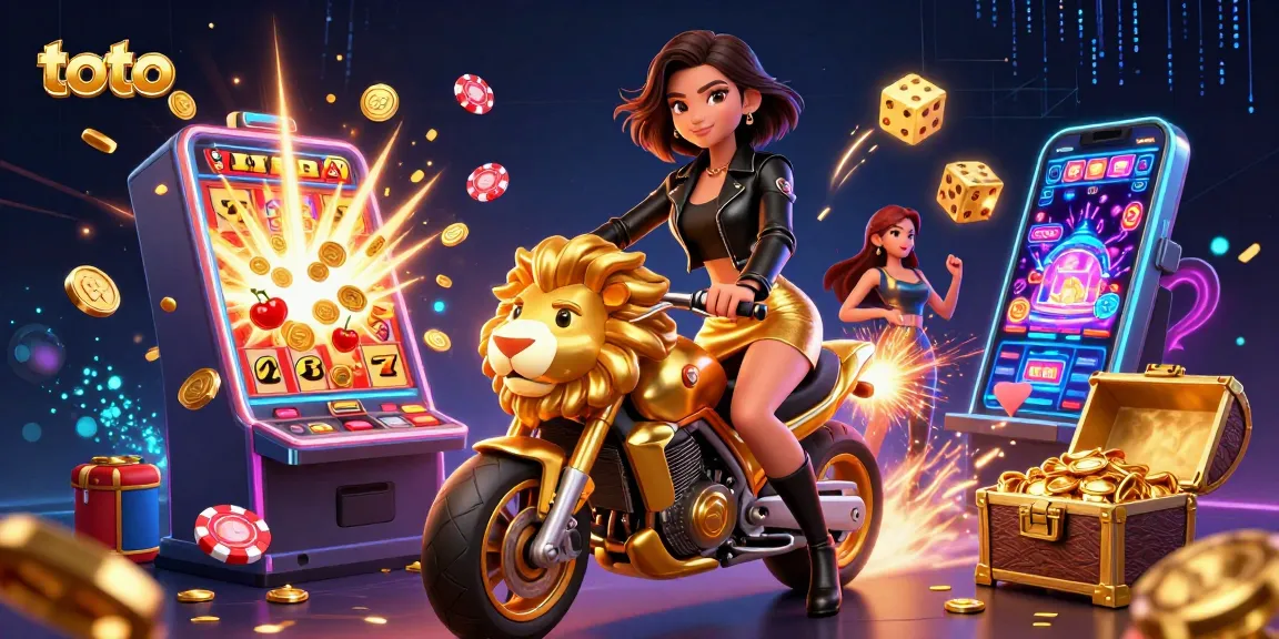 Experience the thrill of toto gaming with a dynamic slot machine scene featuring vibrant 3D characters.