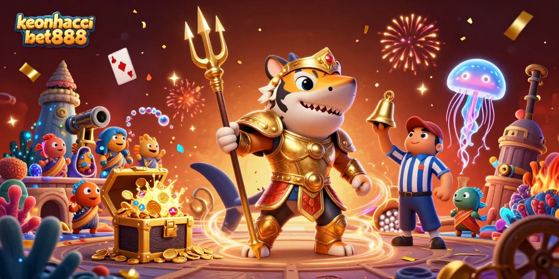 Engage with keonhacaibet888's thrilling underwater casino adventure featuring a gladiator shark.