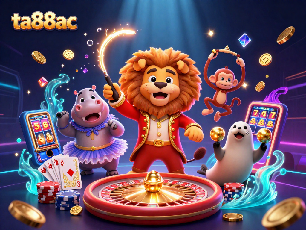 Experience thrilling gameplay at ta88ac with an energetic circus-themed casino featuring vibrant characters and classic games.