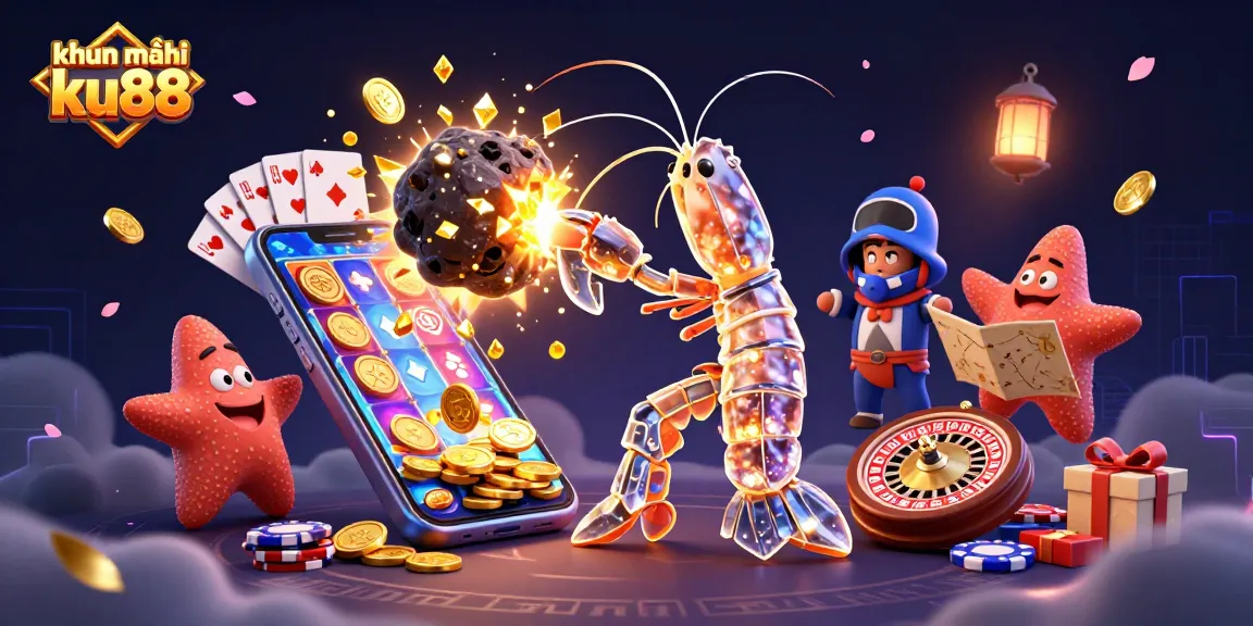 Engage with khuyến mãi ku88 promotions featuring thrilling casino elements in a vibrant digital illustration.