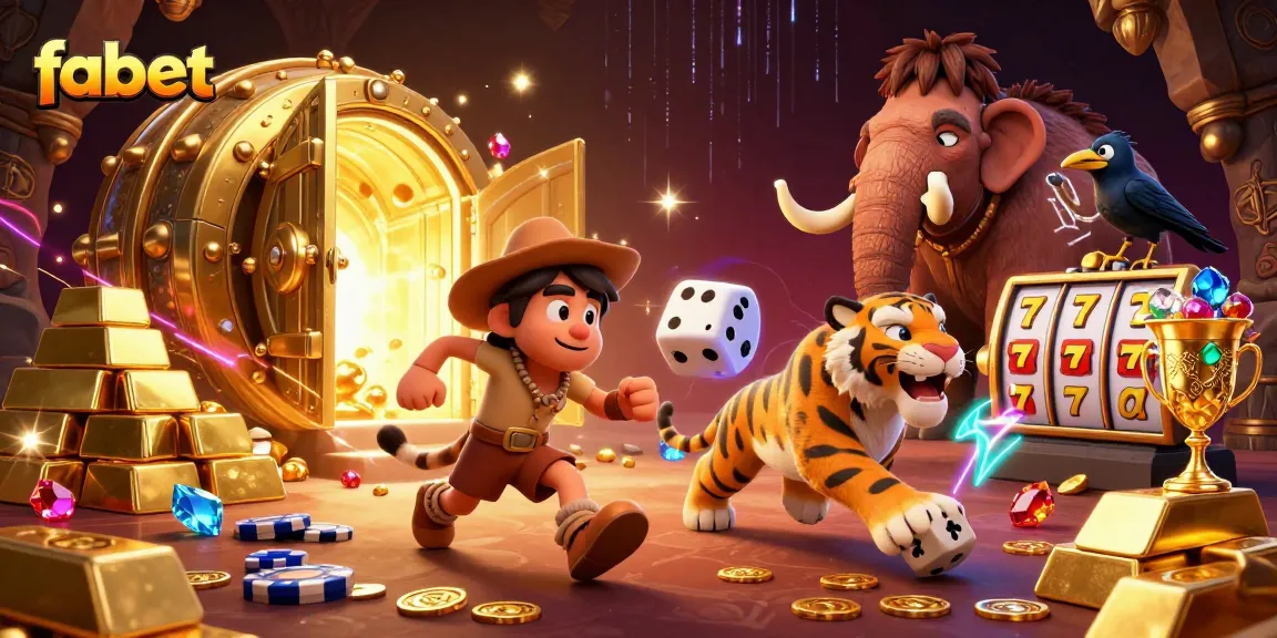 Experience thrilling wins with fabet's prehistoric casino featuring vibrant slot reels and stunning treasures.