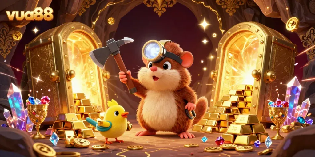 Experience thrilling gameplay with vua88 as the adventurous mole discovers treasures amidst vivid casino elements.