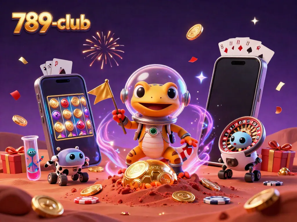 Experience the thrill of 789-club with a Martian gecko discovering a golden casino.