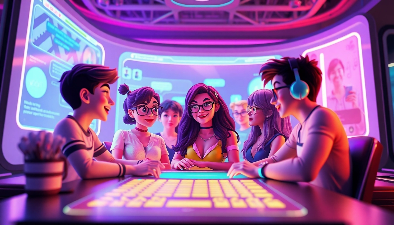 Engaging NSFW character AI avatars in a futuristic chat interface.