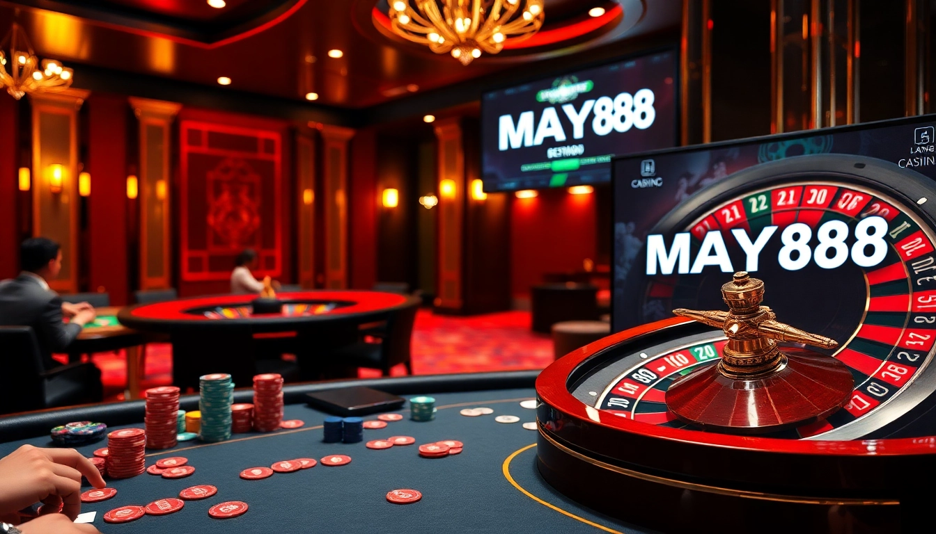 MAY88 offers high-stakes poker action and vibrant roulette gaming in a luxurious casino atmosphere.