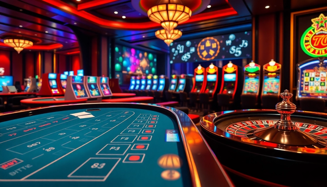 Experience the thrilling excitement of go 88 with a stunning digital casino scene showcasing roulette and blackjack.