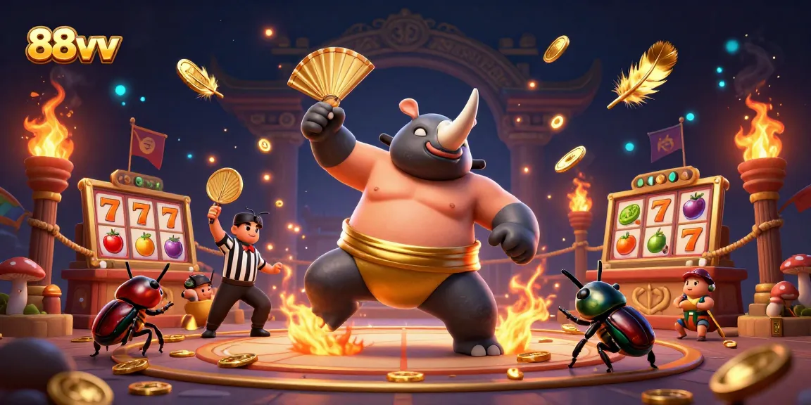 Experience thrilling wins with 88vv's vibrant 3D casino illustration featuring dynamic action and game elements.